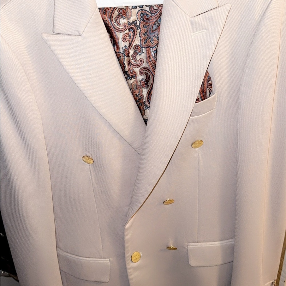Elegant Cream Double-Breasted Blazer & Pants